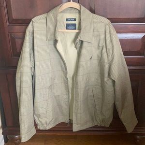 Nautica Tan and Green Plaid Windbreaker